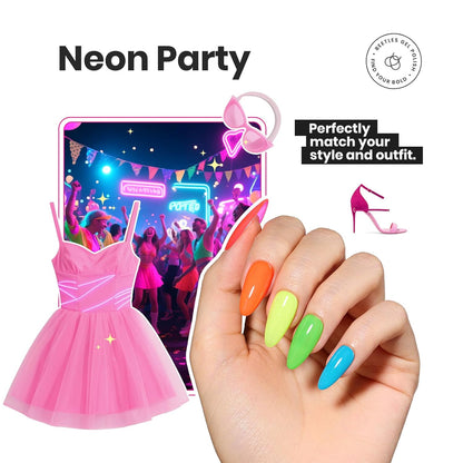 Beetles Neon Nail polish Set, 6 Colors Bright Rainbow Nail Polish Kit Quick Dry Finger Nail Polish Glossy Shine Nail Lacquer Polish Long Lasting Neon Party Gifts for Women
