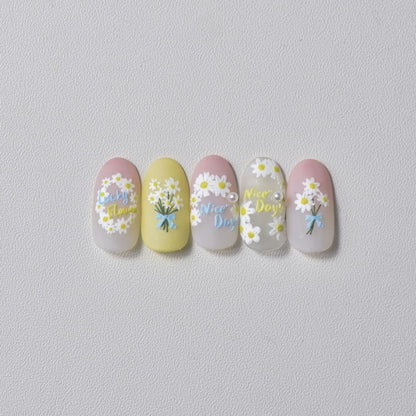 5D Embossed Flower Nail Stickers Spring Floral Nail Art Stickers Daisy Nail Decals Cute Stickers for Nails Designs Self Adhesive Nail Art Supplies & Decorations for Women Girls 1 Sheet