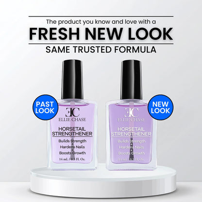 Ellie Chase Horsetail Nail Strengthener, Growth, Hardener, Repair Treatment Polish 0.5 OZ/Help Splits, Breaks, Thin, Weak, Chipped, Damaged, Cracked, Peeling Nails/Grow Strong Hard Thicker Nails