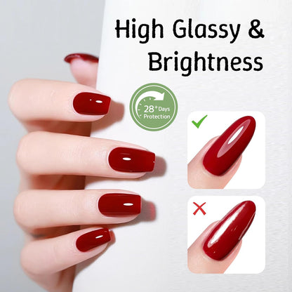 6-in-1 Builder Base and Top Coat Set for Nails, Soft Crystal Clear Nail Gel Polish with Brush on, No Wipe High Glass Long Lasting Chip Scratch Resistant Home DIY Salon Manicure (U V Cure)