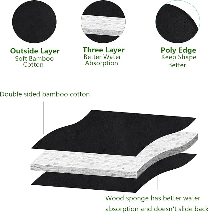 Black organic reusable cotton rounds,12pcs