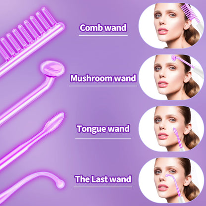 High Frequency Facial Wand-UUPAS Portable Handheld High Frequency Facial Machine Skin Facial Wand with 4 Violet Tubes