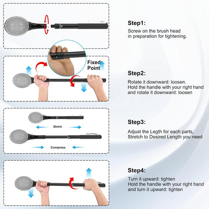 Back Scrubber for Shower,25" Long Handle Shower Brush for Body Exfoliator and Deep Clean,Back Scrubber for Shower for Men,Women and Elderly