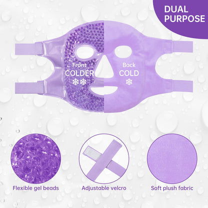 ZNÖCUETÖD Face Eye Mask Ice Pack for Reducing Puffiness, Bags Under Eyes, Puffy Dark Circles, Migraine,Hot/Cold Pack with Soft Plush Backing (Purple #22)