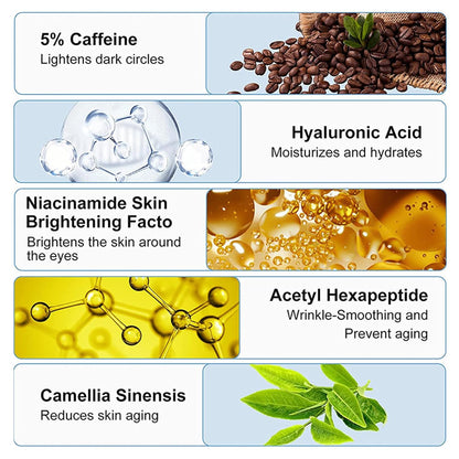 5% Caffeine Eye Cream, Under Eye Brightener, Eye Roller for Puffy Eyes, Dark Under Eye Circles Treatment, Eye Cream for Puffiness and Bags Under Eyes, Under Eye Serum & Eye Oil Roller #01