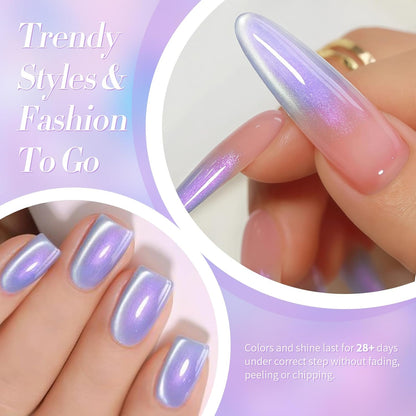 Born Pretty Cat Magnetic Eye Gel Nail Polish, Fairy Purple Glitter Cat Magnetic Gel Nail Polish for Nail Art Manicure Salon DIY at Home 15ML