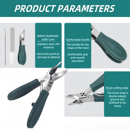 9-Piece Ingrown Toenail & Thick Nail Clipper, Eagle Beak Beveled Nail Clippers,Angled Nail Clippers,Suitable for Men,Women,and Comfort-Seeking Seniors at Home,in The Office,and During Travel (Black)