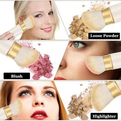 Falliny Retractable Kabuki Makeup Brush, Angled Travel Powder Foundation Blush Brush Makeup Brush for Blush, Sunscreen,Bronzer, Buffing, Concealer,Highlighter, Powder Cosmetics