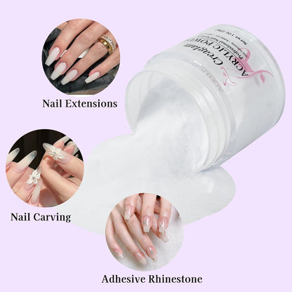 Cover Acrylic Powder for Nail: 3 Pcs Super Acrylic Nail Powder Polymer for Carving Nails - 28g Clear White Nude Professional Colored Acrylic Powder Kit - 3D French Nail Manicure Extension