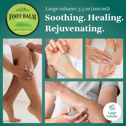 Pumice Valley Foot Balm Cream for Dry Cracked Heels and Feet - Natural Foot Moisturizer Balm for Calluses and Dry Feet Treatment - Rosemary Foot Lotion 3.5 Oz