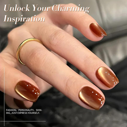 Born Pretty Cat Magnetic Eye Gel Nail Polish, Brown Moonlight Cat Magnetic Gel, Fall Winter Glitter Magnetic Soak Off U v Nail Gel Diy Art for Girls Women 15ML