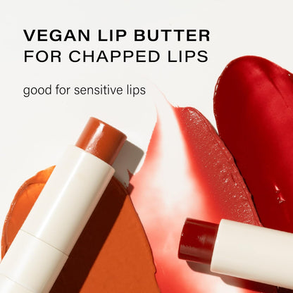 Melixir Vegan Lip Butter (12 Colors), Hydrating Tinted Lip Balm Stick, Bee-Free, Petrolatum-Free, Plant-Based, Moisturizes Dry & Chapped Lips With Shea Butter, Sheer, Natural Finish - #06 Rust Red