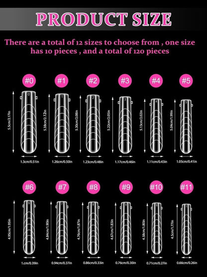 EBANKU Poly Gel Nail Forms Coffin Long, 120 Pcs Dual Forms for Polygel, Structure Builder Gel Nail Molds Acrylic Nail Kit for Nail Extension Art Design Salon & DIY -12 Sizes