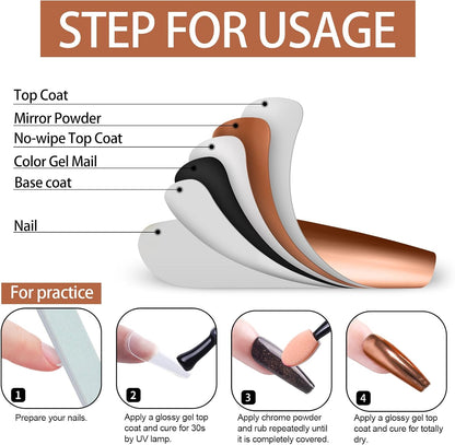 Artdone Chrome Nail Powder, Copper Iridescent Aurora Powder Metallic Mirror Effect Pigment Pearlescent Mermaid Pigment Pearl Glitter Dust Kit, Nail Art Decoration, Resin Craft