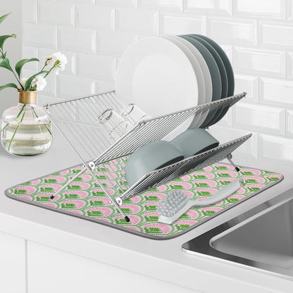 SHIYUE Dish Drying Mat for Kitchen Counter Super Absorbent Spring Kitchen Decor Microfiber Drying Matainers Rack Fast Pad Dish Drainer Mats(Bohe Flower,16''x18'')