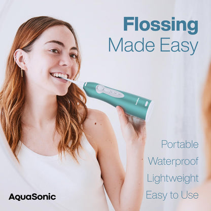 AquaSonic Water Flosser - Cordless Rechargeable Water Flossers for Teeth Cleaning - Waterproof Aqua Flosser, Portable Oral Irrigator for Dental Cleaning with 5 Jet Tips – Braces Home Travel