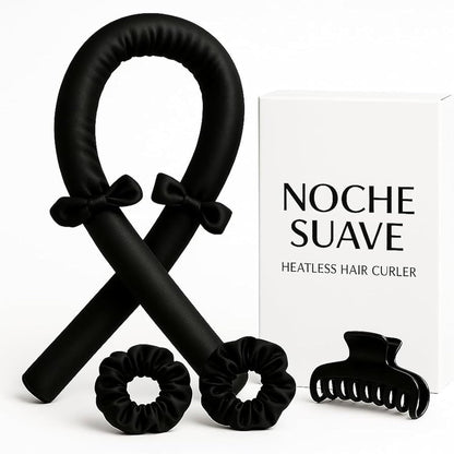 Nochesuave Heatless Hair Curler Headband – Overnight Curl Kit with Satin Curling Rod, Scrunchies & Claw Clip – Heatless Curls Overnight, No Heat Hair Rollers for Long, Medium & Fine Hair