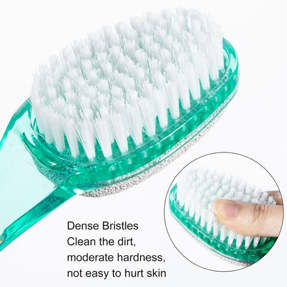 2 Pcs Foot Brush for Shower with Handle 2 in 1,Ooloveminso Large Foot Pumice Stone Brush Scrubber Foot File Calluses Remove Suitable for Horniness Foot Spa,Foot Care Smooth Skin (Green&Transparent)