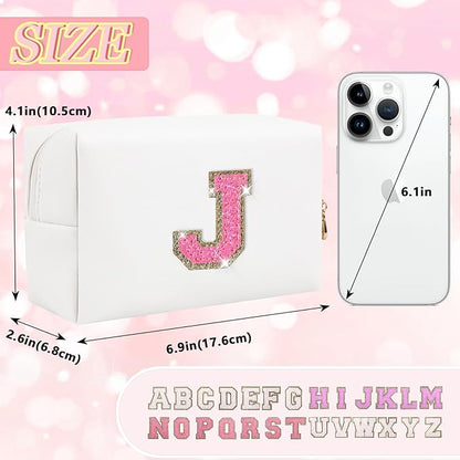 Initial letter patch makeup bag,