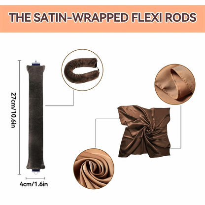 Heatless Hair Curler Overnight Curl Rods for All Hair Types, Healthy and Stylish Heatless Curling Set jumbo heatless hair curler to sleep in Heatless Hair Curlers (Khaki, Medium)