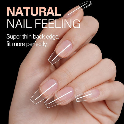 AILLSA Coffin Nails Tips 504PCS Clear Full Cover Nails Medium Gel Fake Nail Tips for DIY Press on Nail Extension, False Acrylic Preshaped Soft Nail Tips (12 Sizes)