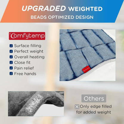 Comfytemp Heating Pad for Neck and Shoulders and Back, Weighted Electric Heat Pad for Pain Relief, 2.6lb Large Heated Wrap, 9 Heat Levels, 11 Auto-Off, Gifts for Women Men, Dark Blue