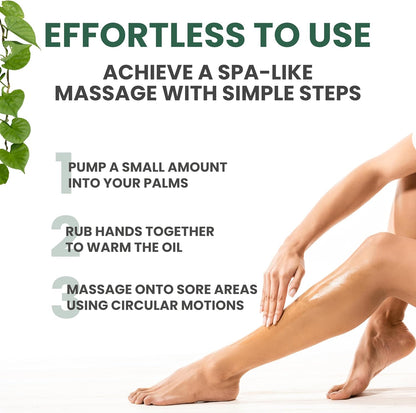 Sore Muscle Massage Oil for Massage Therapy with Arnica, Eucalyptus & Tea Tree Oil Blend for Deep Muscle Relief, Recovery, Softens Skin & Anti-Cellulite Massage for Professional & Home Use, 2-Pack