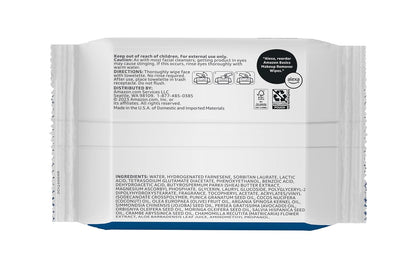 Amazon Basics Makeup Remover Wipes, Gentle Cleansing, Dermatologist Tested, Original, Plant Based, Alcohol Free, Removes Waterproof Mascara, 25 Count Per Pack, Pack of 6 (Previously Solimo)
