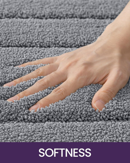 DEXI Bathroom Rug 43x24, Non Slip Washable Bath Mat for Shower Floor, Extra Large Absorbent Soft Bathmat with Rubber Backing, Quick Dry Microfiber Carpet, Grey