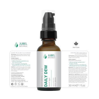 Facial Oil Blend with Rosehip Oil + Vitamin E + Primrose Oil + Grapeseed, Face Moisturizer to Prevent Wrinkles, Face Serum, 100% Natural Skin Care, Vegan, 1 fl.oz | 30ml