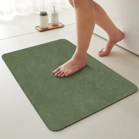 Bathroom Mat Quick Dry, Bathroom Rugs Non Slip Washable Thin Absorbent Bath Mat Fits Under Door Bathroom Floor Mat Perfect for Bath, Shower, or Sink 24"x48" Sage Green