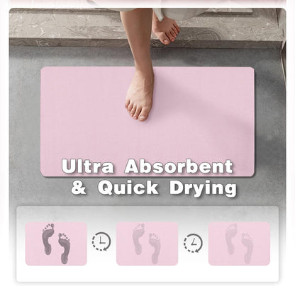 Pink Bath Mat, Bathroom Rugs Non Slip Washable Thin Absorbent Quick Dry Bath Mat Fits Under Door Bathroom Floor Mat Perfect for Bath, Shower, or Sink 24"x60" Pink