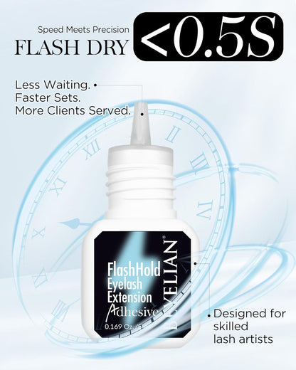 BEYELIAN Sensitive Eyelash Extension Glue 0.17fl.oz/5ml / 0.5Sec Drying Time/Retention – 7-8 Weeks/Black Adhesive/Professional Hypoallergenic Formaldehyde-Free Lash Extension Glue Supplies