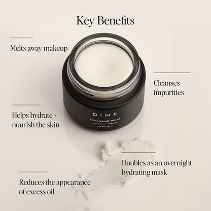 Dime Beauty Cleansing Balm, Oil Makeup Remover and Face Cleanser, Hydrating Eye Makeup Remover with Squalane, 3.38 oz / 100 ml