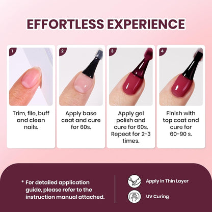 Beetles Burgundy Red Gel Nail Polish - 15ML Wine Red Neutral Cherry Color Jelly Fall Gel Polish Soak Off UV Translucent Effect Blushed Wine Series Manicure Gift for Women