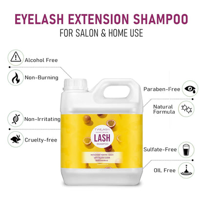 Lash Shampoo Bulk, Eyelash Cleanser for Extensions 2 Liters, Non-irritating or Burning Eyelid Foaming Cleanser for Professional Salon and Home Use (Passion Fruit-2L)