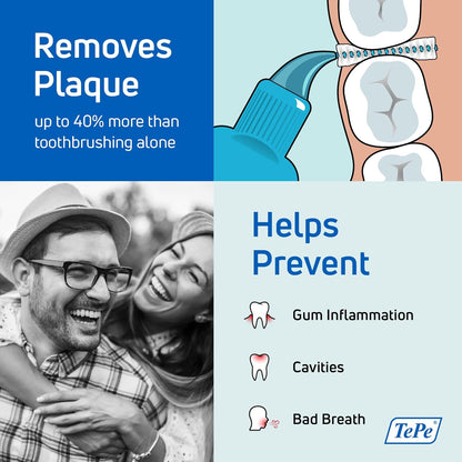 TePe Interdental Brush Angle, Angled Dental Brush for Teeth Cleaning, Pack of 25, 0.45 mm, Extra-Small/Small Gaps, Orange, Size 1