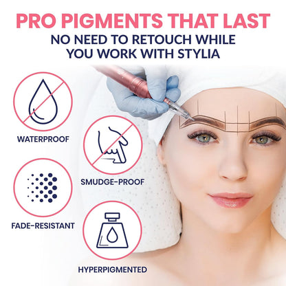 Stylia Waterproof Eyebrow Pencils For Women – Long-Lasting Microblading Supplies Brow Pencil, Perfect for Eyebrow Shaper, Filling & Defining Natural-Looking Brow - (12PC Brown)