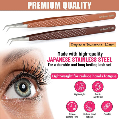 2pcs Curved Isolation Tweezers for Eyelash Extensions – 14cm Stainless Steel, Best for Individual Isolation & Classic Lashes Lash Tweezers Set