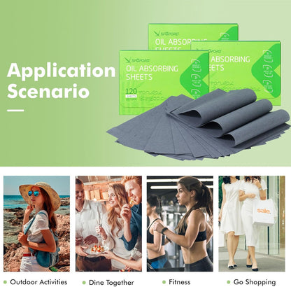 Oil Absorbing Sheets with Bamboo Charcoal - 6 Pack (720 sheets) Oil Blotting Sheets For Face, 20% More Makeup Friendly High-performance Handy Face Blotting Paper for Oily Skin