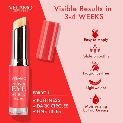 Retinol Eye Stick, Retinol Eye Cream, Retinol Cream, Retinol Face Cream, Under Eye Cream Anti Aging, Eye Cream, Brightening Eye Balm Reduces Fine Lines and Dark Circles, Visible Results in 3-4 Weeks