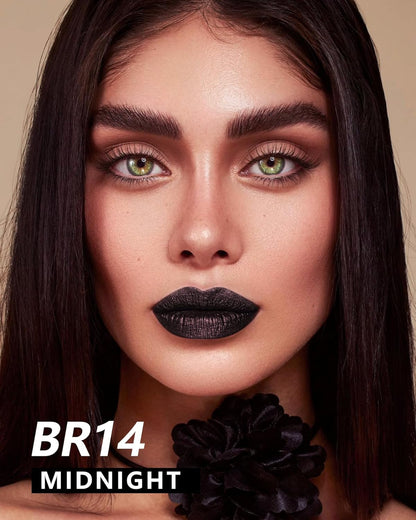 MAKI YIKA Metallic Lipstick for Women Black Lipsticks Long Lasting Glitter Lipstick No Smudge No Transfer Full-Coverage Liquid Lip Gloss (BR14 Midnight)