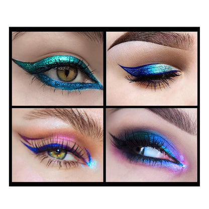Corleone Glitter Liquid Eyeliner, Metallic Change Color Rainbow Eyeliner Gel MultiColor Highly Pigmented Waterproof Longer-Lasting Colorful Eye Liner Gift Kit for Women and Girls