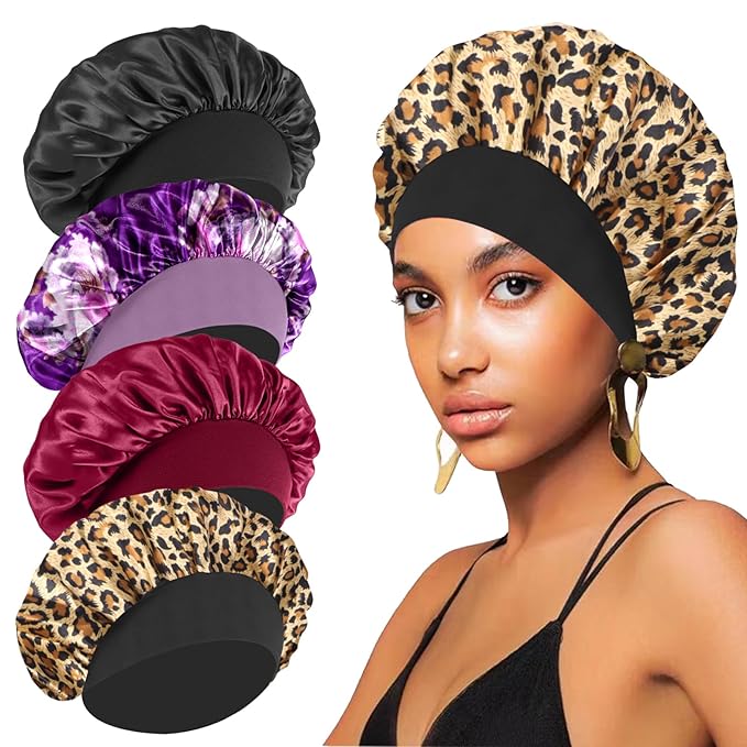 4pcs silk hair bonnet for