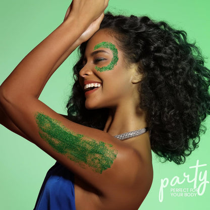 Teenitor Green Body Glitter Gel, Face Glitter Makeup, Green Glitter, Hair Glitter Gel for Kids, Festival Rave Accessories, 80g/2.8oz Holographic Glitter for Face Body Hair