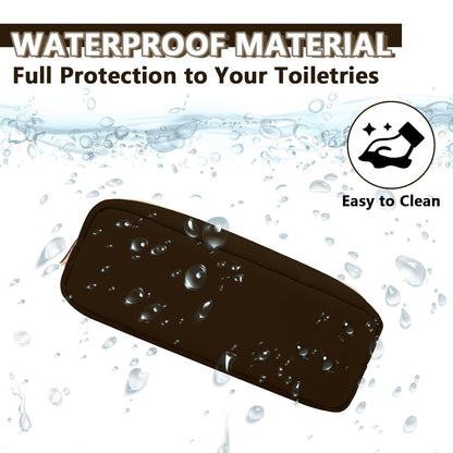 Small Pencil Case Makeup Bag for Purse, Cute Pencil Pouch Preppy Nylon Makeup Brush Bag with Zipper , Girls Portable Stationery Storage Case Small Pen Bag for Office School College(Slim-Chocolate)