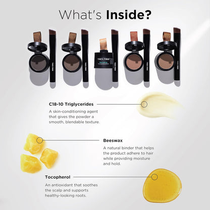 THICK FIBER Root Touch Up Powder - Water & Sweat Resistant Hair Loss Concealer Set for Thinning Hair Women, Includes Brush (Dark Brown)