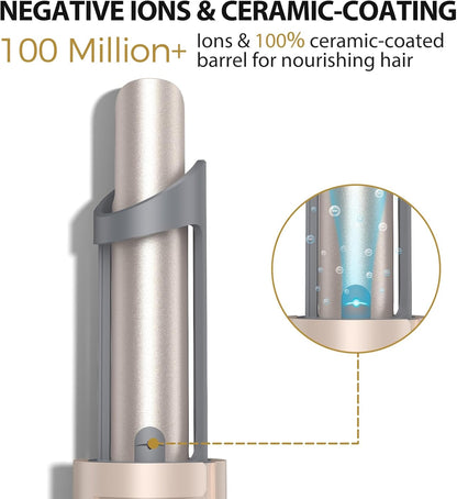 Zavarea Automatic Curling Iron, 1 Inch Hair Curler with 5 Temperatures, 3-Ways Rotation & 3-Styling Modes, Anti-Scald & Tangle-Free Self Rotating Curling Wand, Makes Hair Smoother & Shiner (Gray)