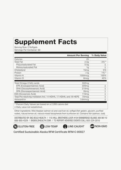 2 Month Supply - Omega-3 Rejuvenate Fish Oil Supplement, Wild Alaskan Cod and Sockeye Salmon Fish Oil, Lemon Flavor —Omega-3 Fatty Acids with EPA, DHA, & DPA— 120 Softgels