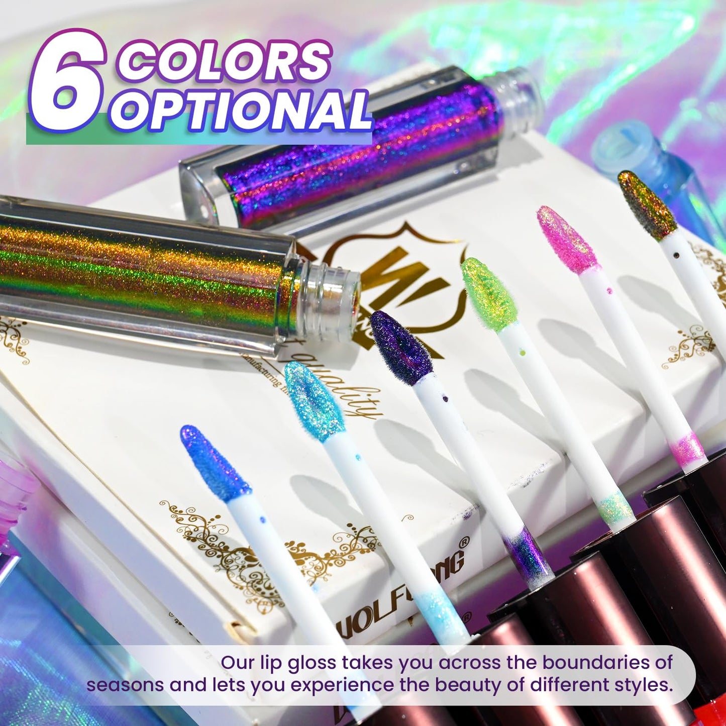 CHARMACY 2 In 1 Multichrome Moisturizing Lip Gloss, Double Head Liquid Lipstick, Mirror Waterproof Long Lasting No Fading Lip Balm, Hydrating Lip Plumper Waterlight Glossy Makeup #006